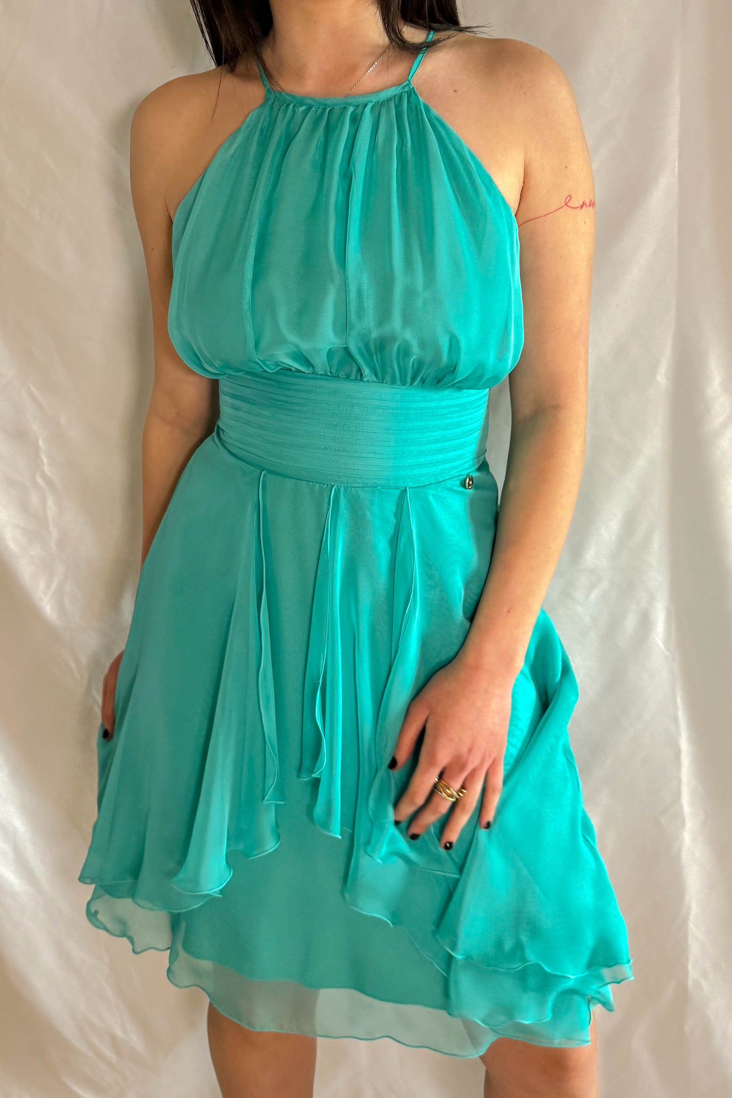 Abito chiffon corto Liu Jo colore turchese estate elegante