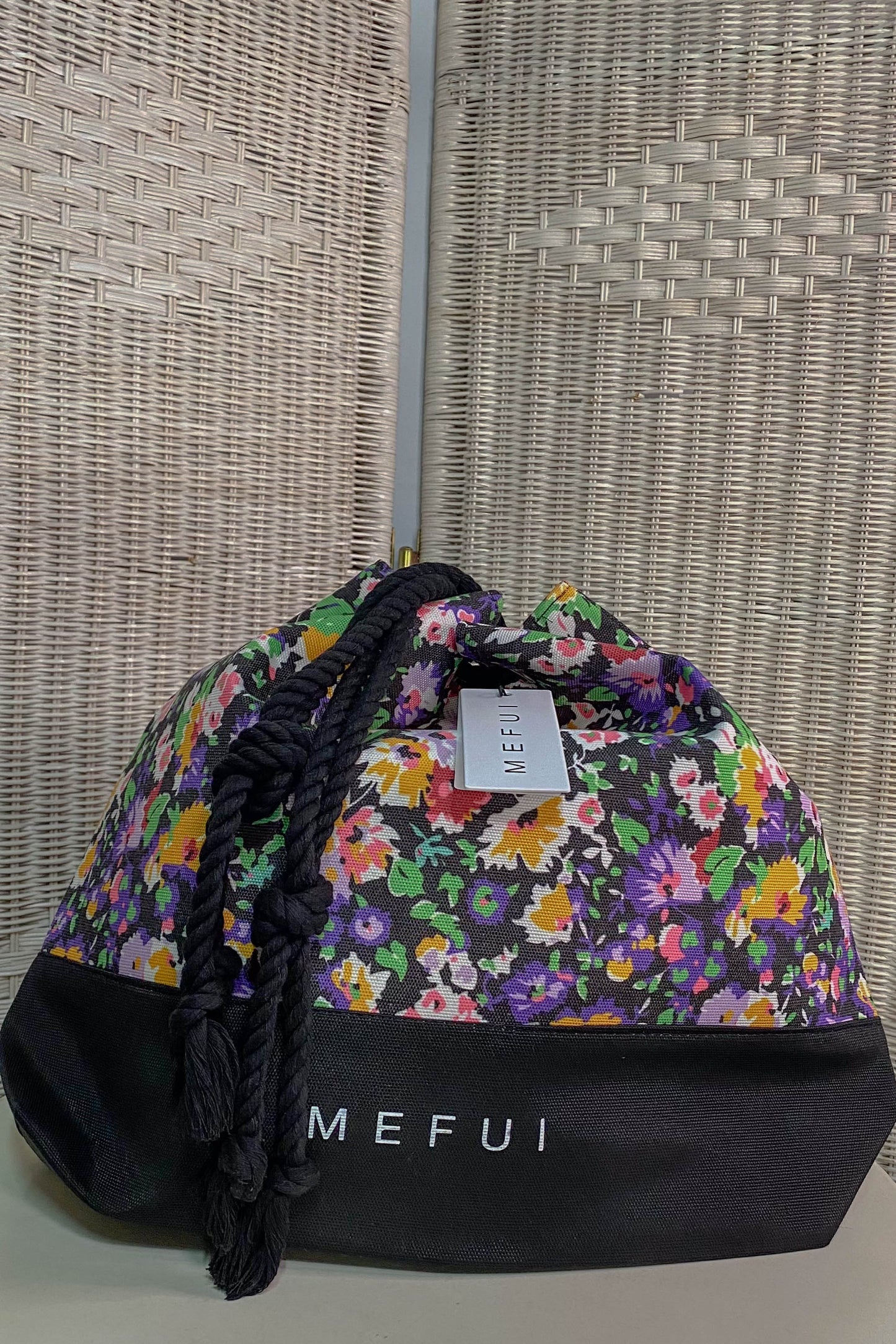 Borsa da mare MEFUI floreale con manici in corda