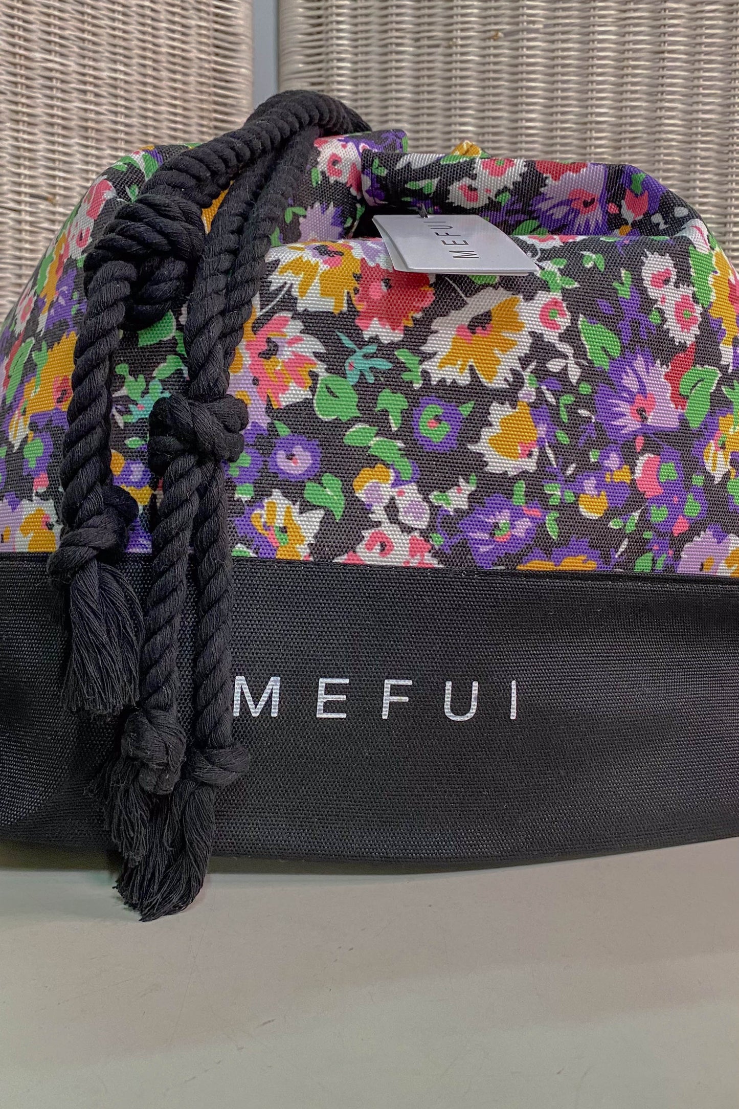 Borsa da mare MEFUI floreale con manici in corda