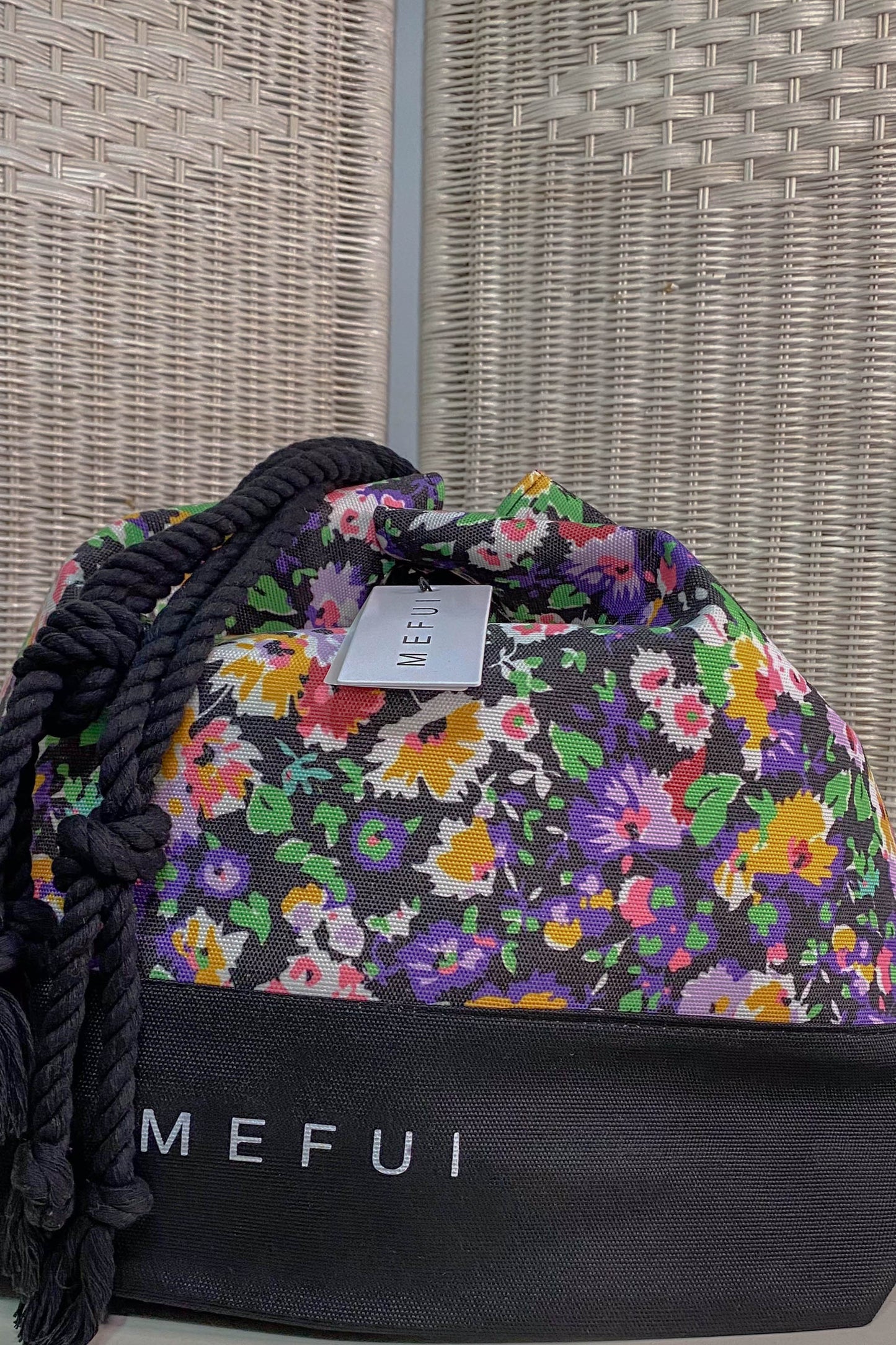 Borsa da mare MEFUI floreale con manici in corda