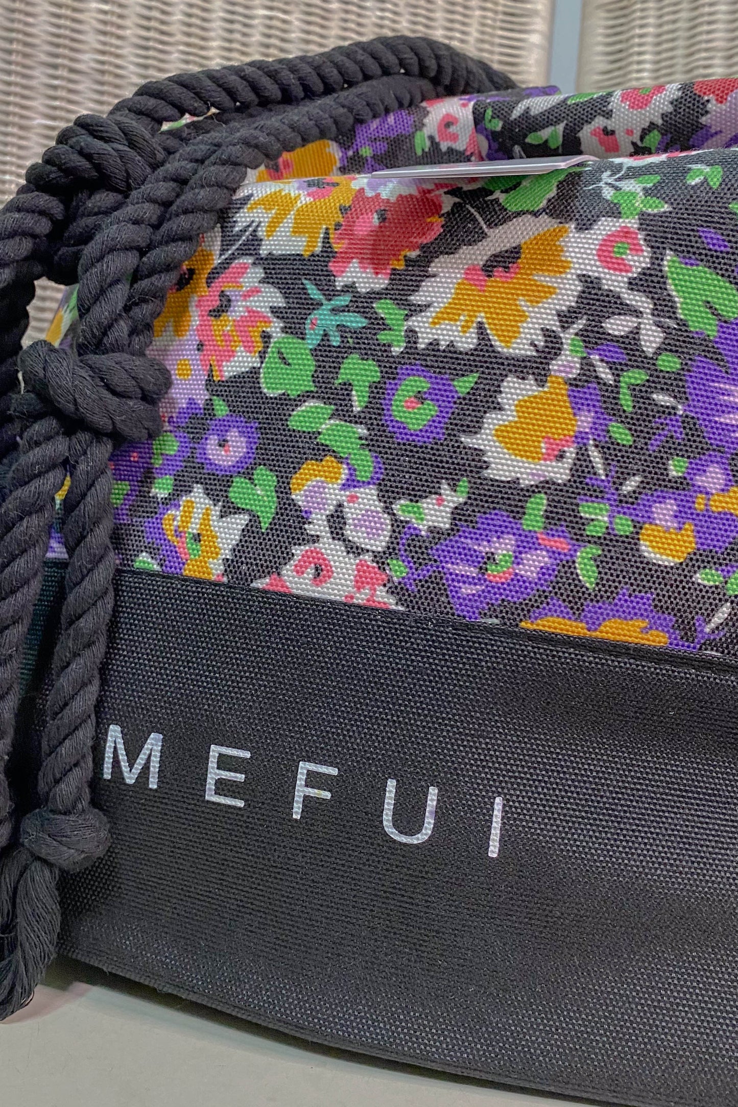 Borsa da mare MEFUI floreale con manici in corda