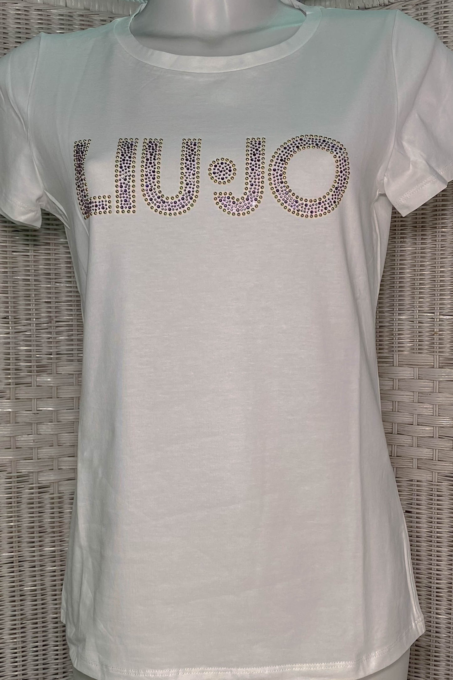 T-shirt LIU JO bianca con logo in strass