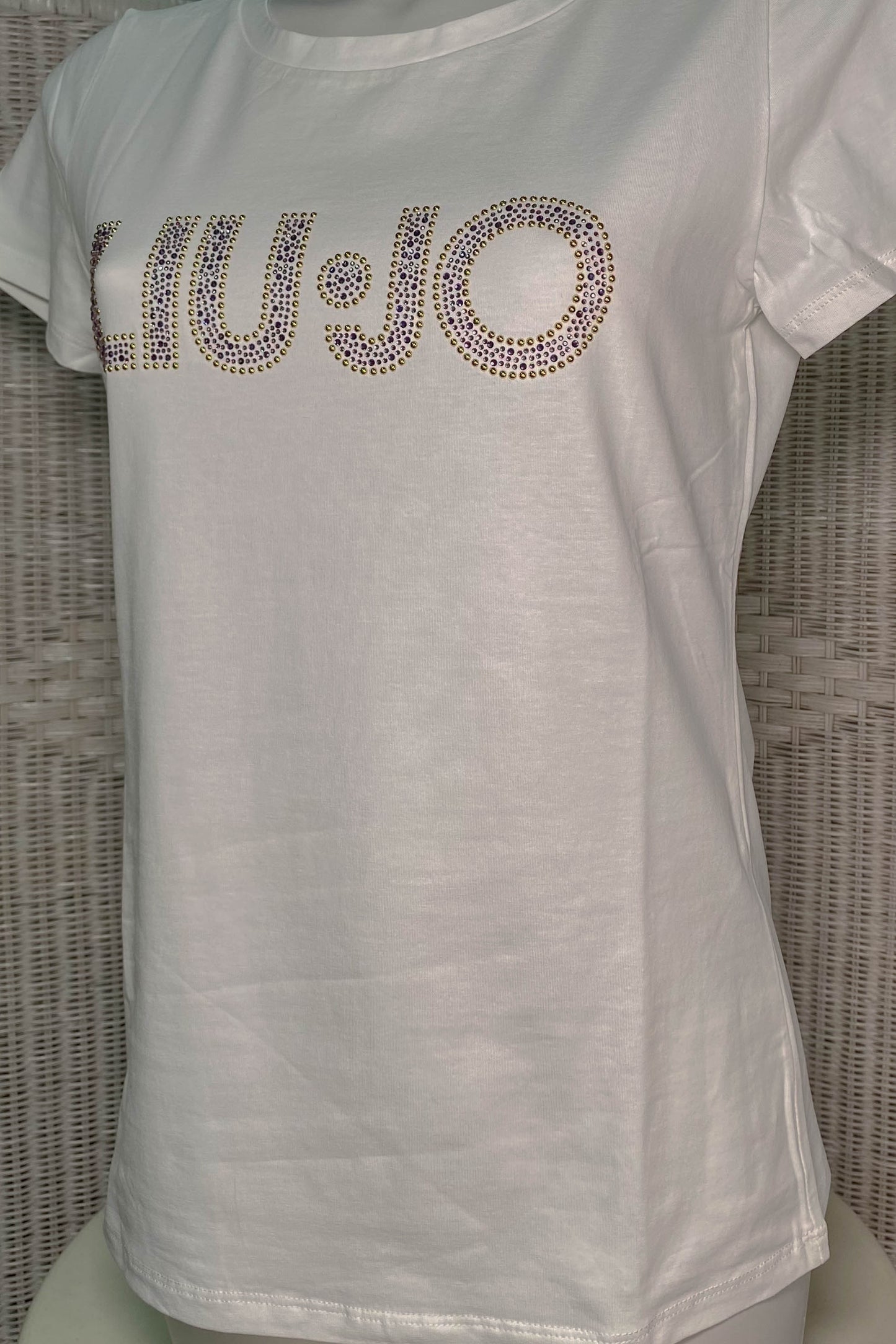 T-shirt LIU JO bianca con logo in strass