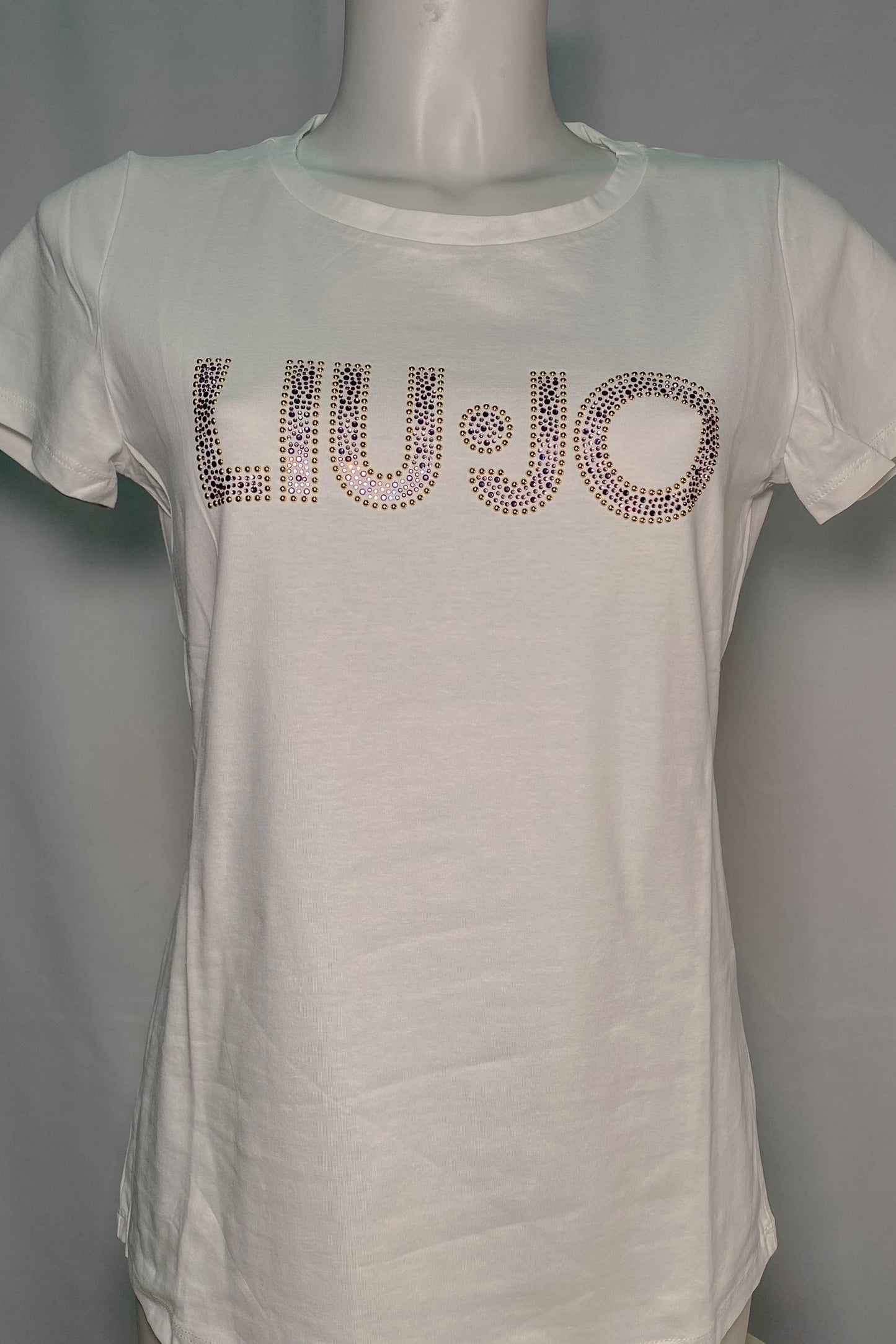 T-shirt LIU JO bianca con logo in strass