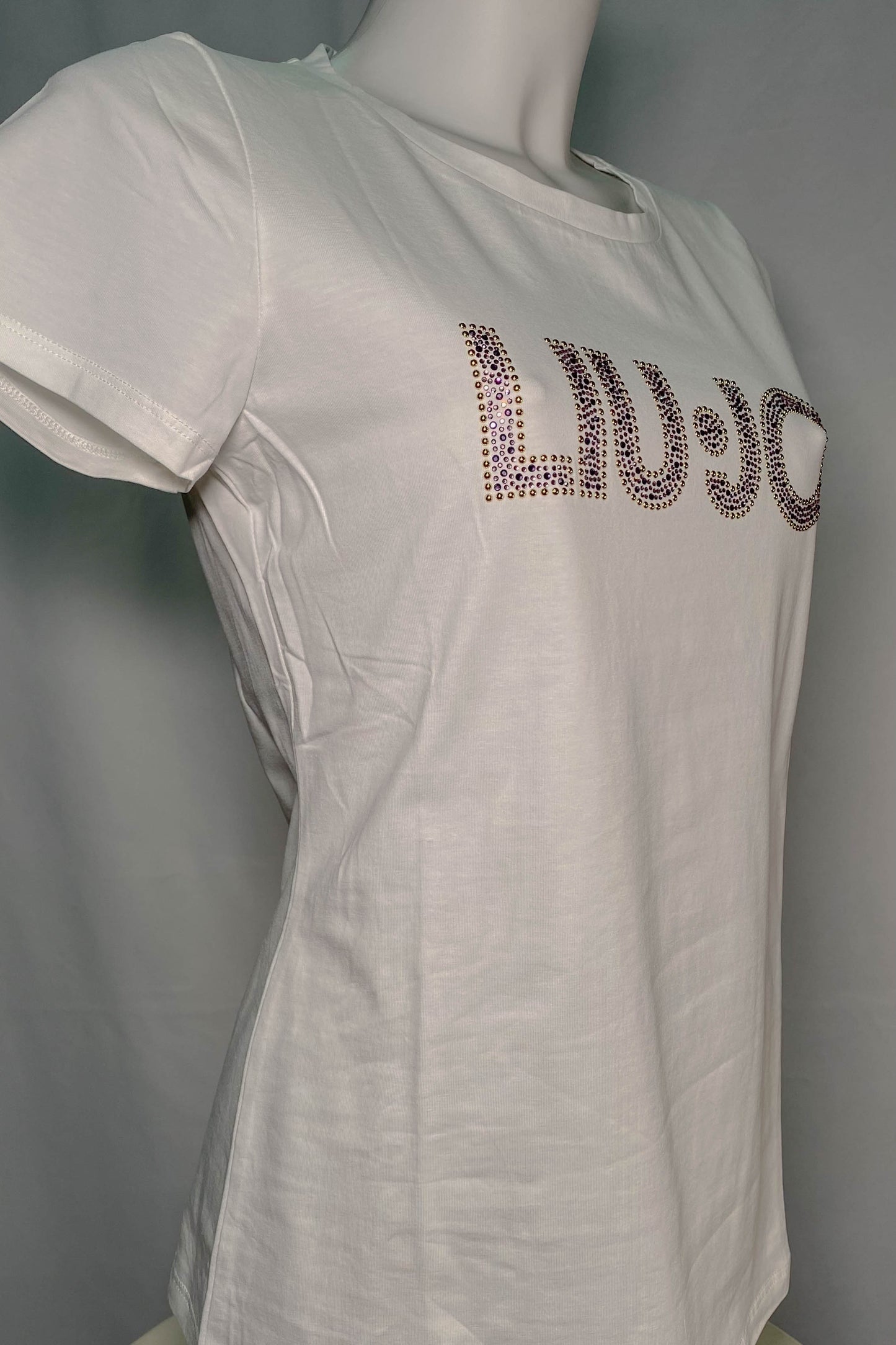 T-shirt LIU JO bianca con logo in strass