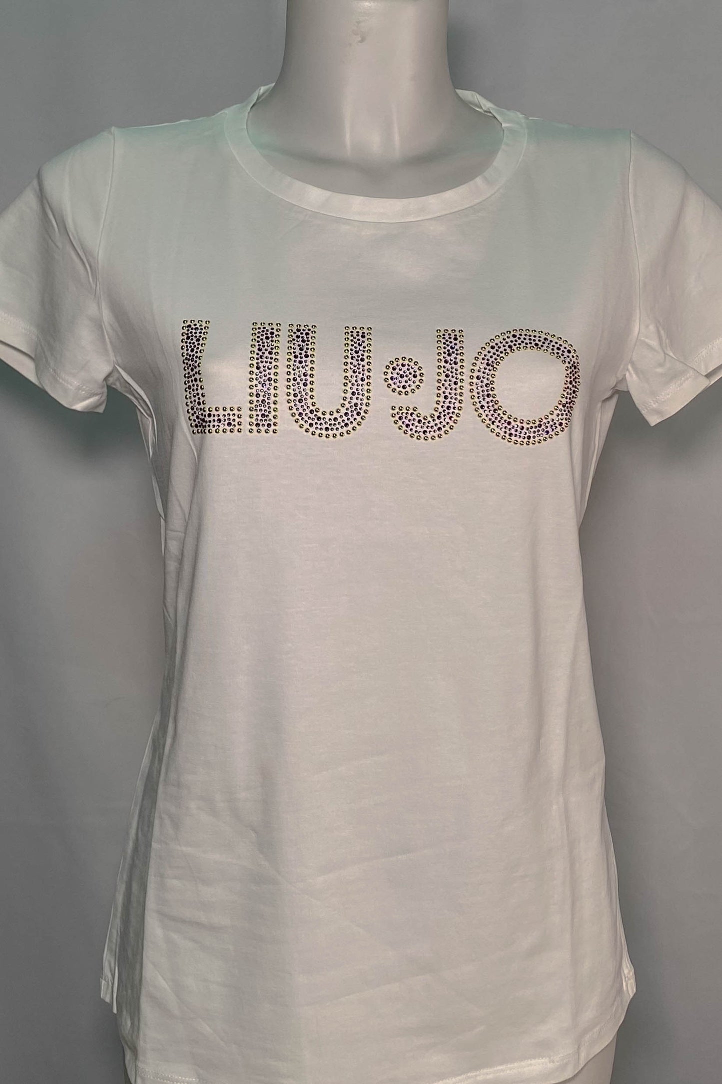 T-shirt LIU JO bianca con logo in strass
