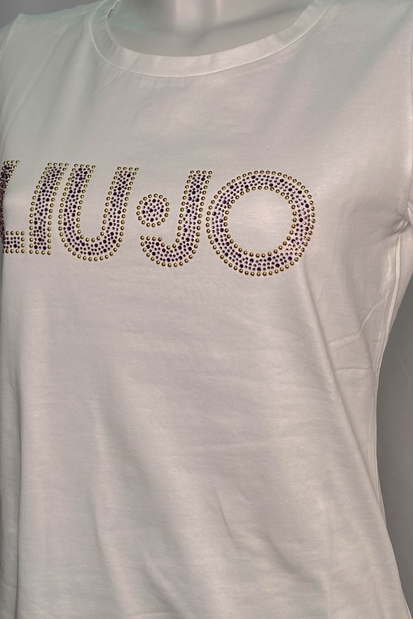 T-shirt LIU JO bianca con logo in strass