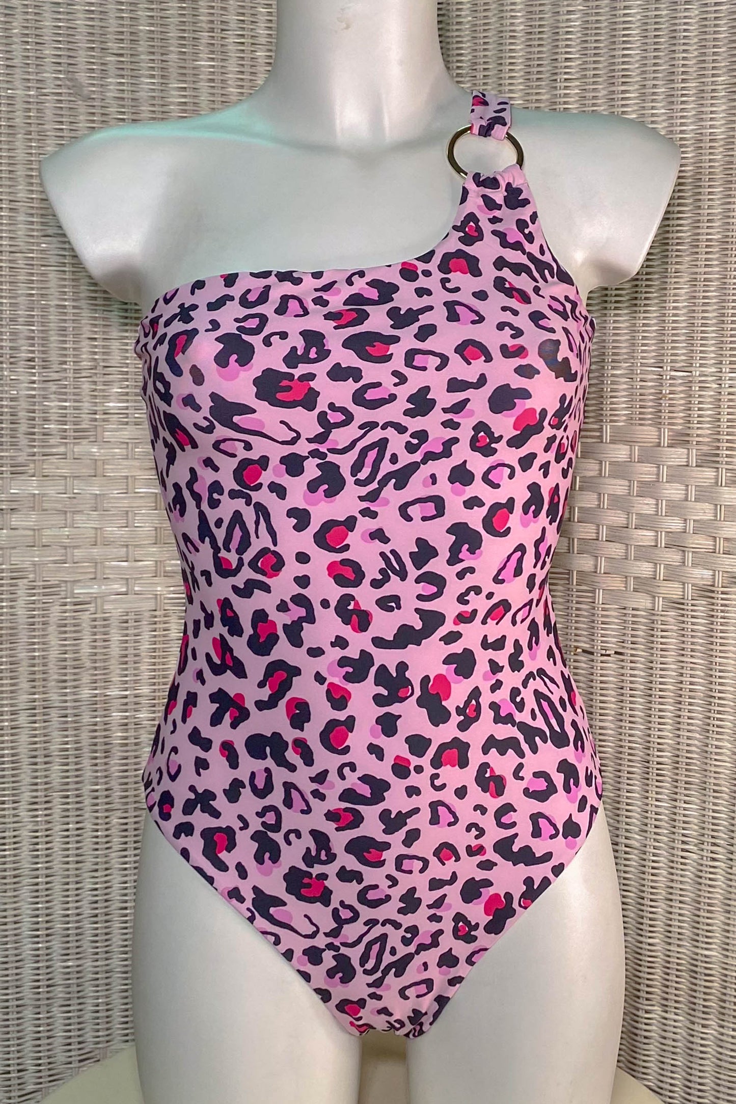 Costume intero LIU JO rosa e nero con stampa leopardata