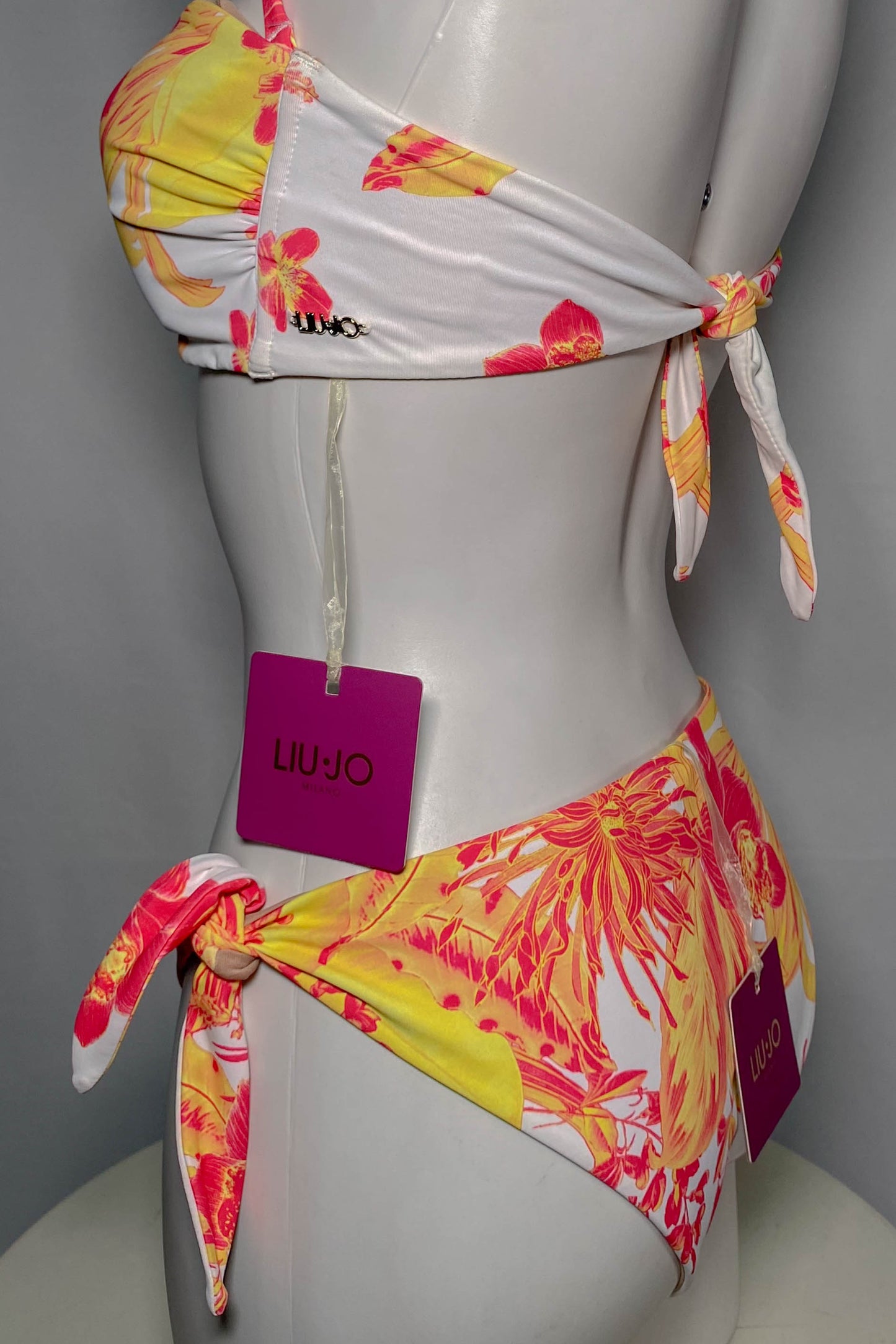 Costume bikini LIU JO fantasia floreale Bianco e Arancio
