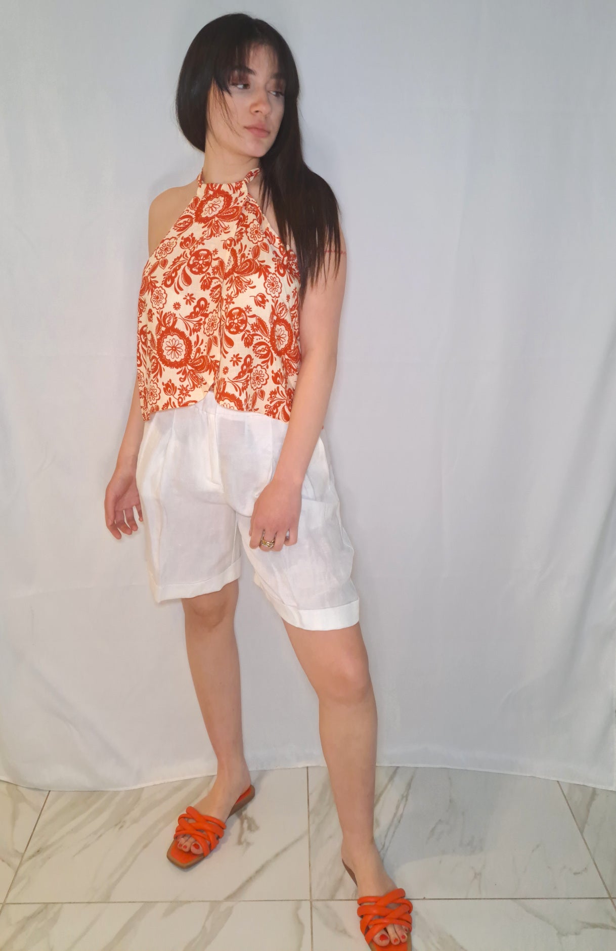TOP Antibes PEPITA in Viscosa Arancione - Stile e Comfort per l'Estate