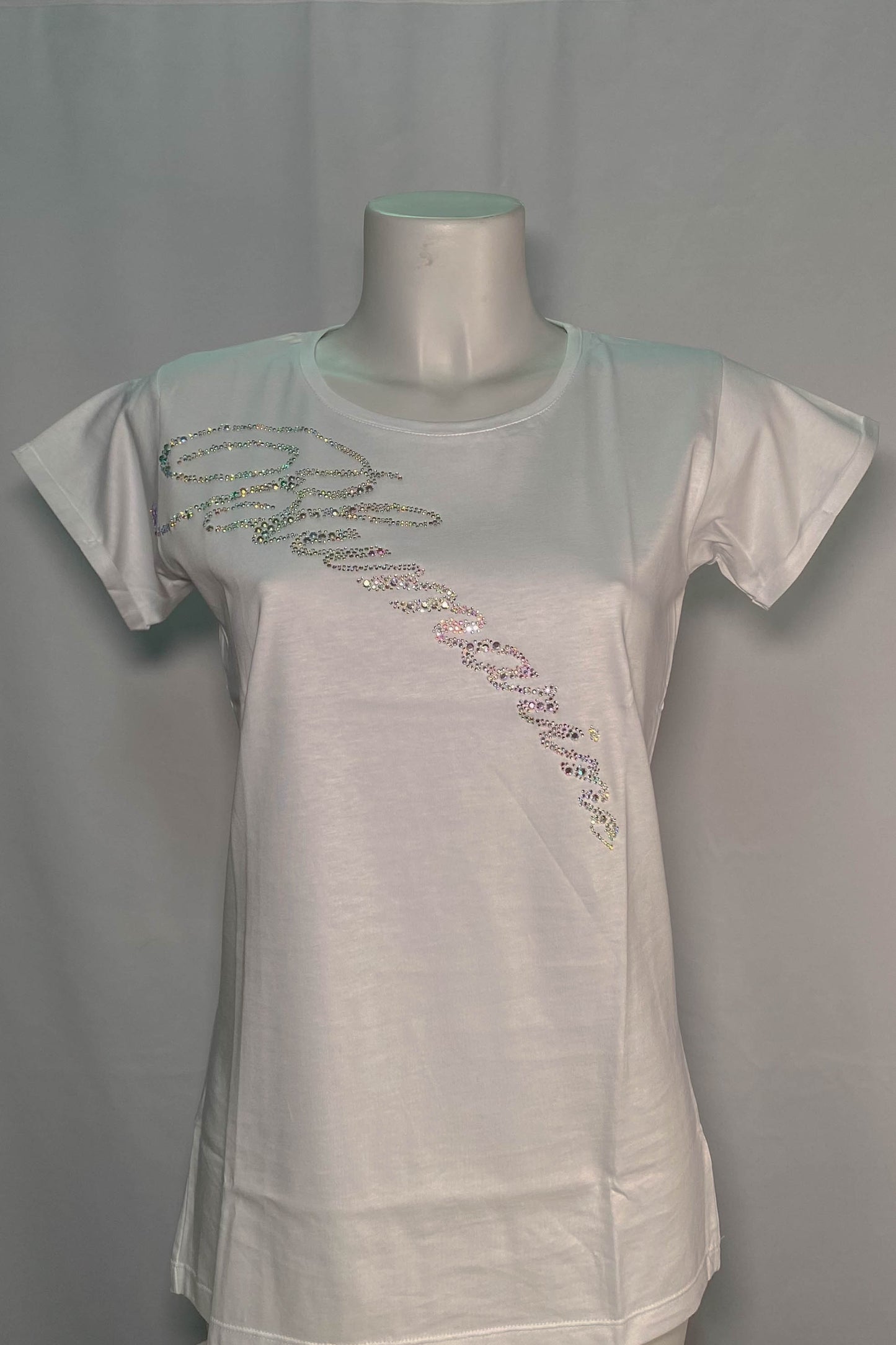 T-shirt Bluemarine con dettagli scintillanti e colorati sul davanti