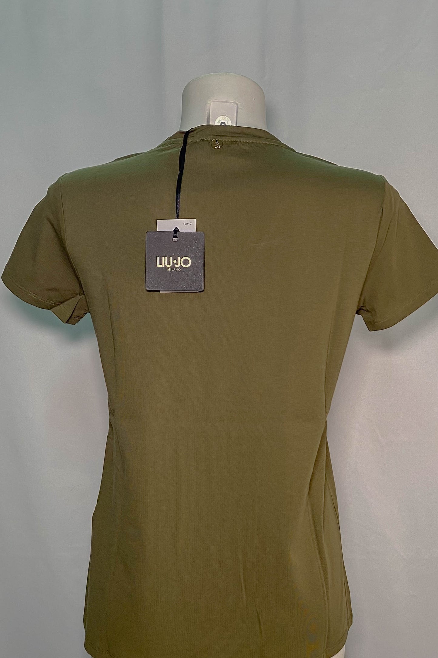 T-Shirt Liu Jo Glamour - Verde Militare con Dettagli Brillanti