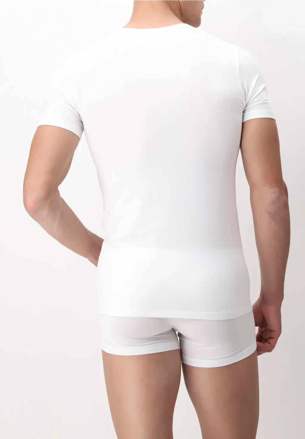 T-shirt Girocollo in Modal Elasticizzato Puro Modal retro bianco