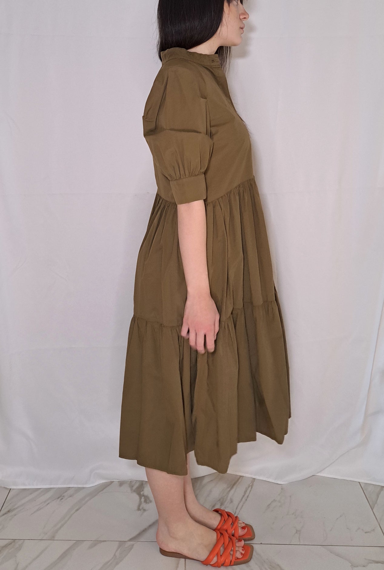 Abito verde casual elegante Alessia Santi vista laterale