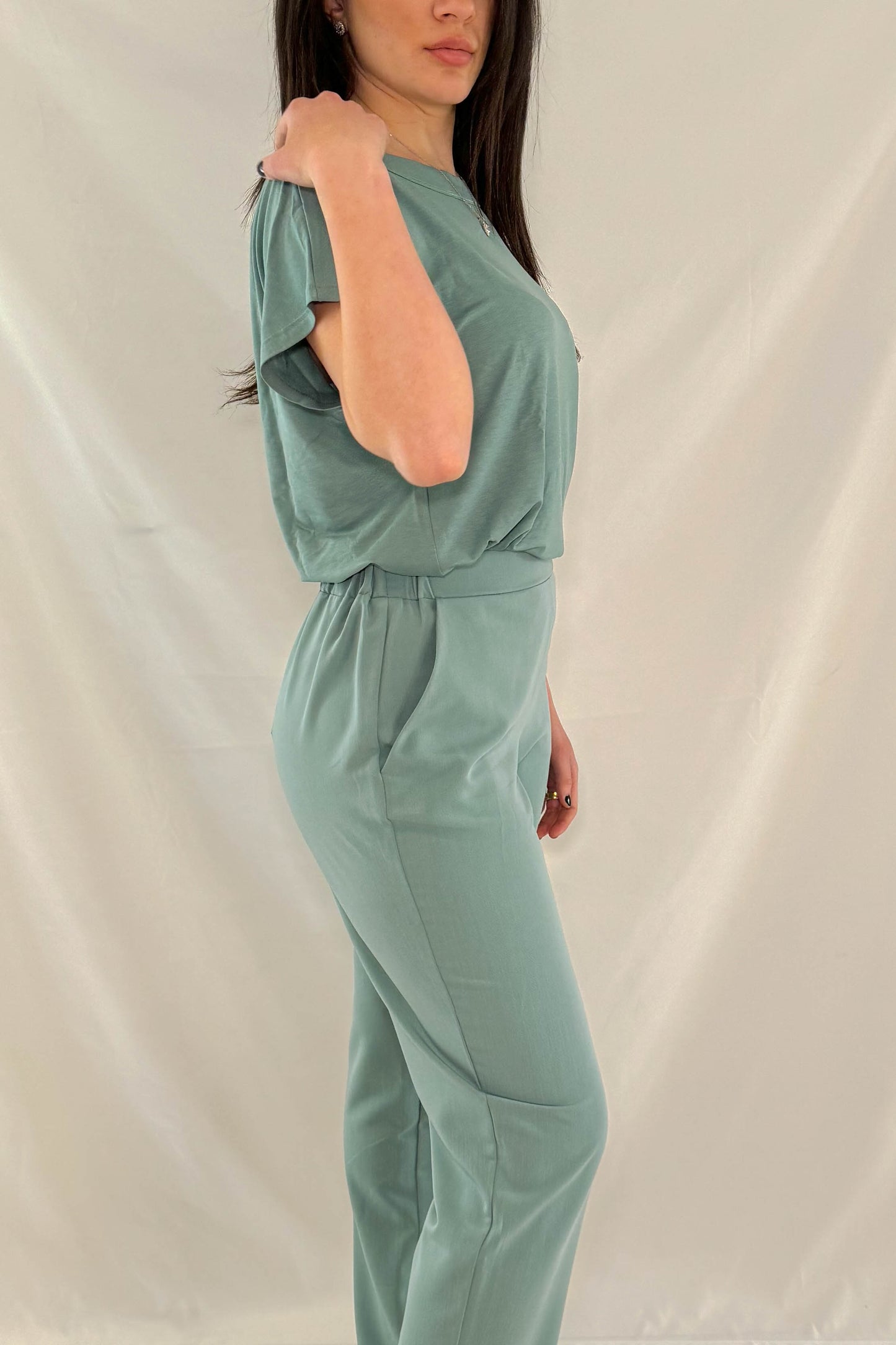 Pantalone elegante Oroblu in verde acqua frontale