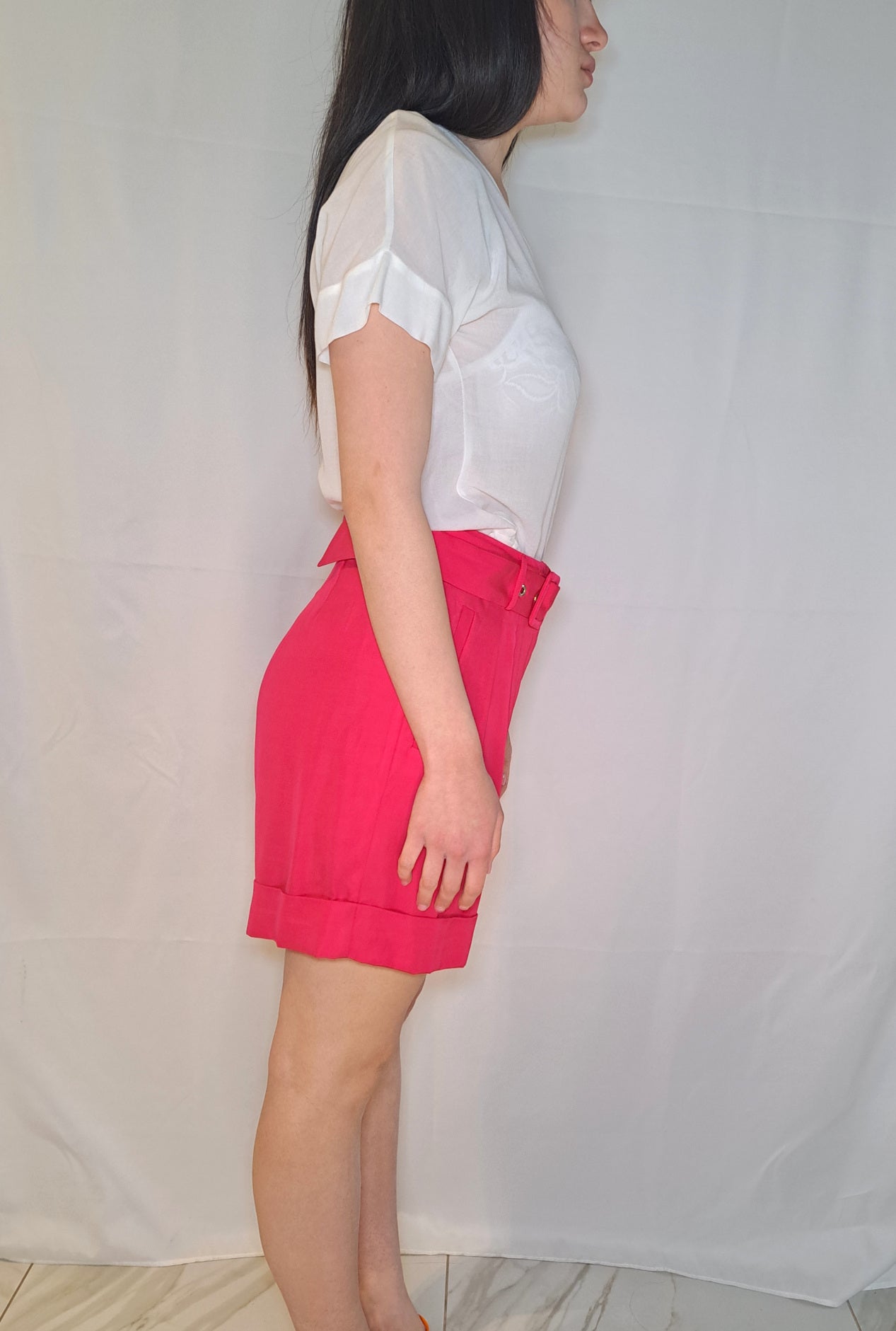 iujo-shorts-rosa-vita-alta-donna-laterale