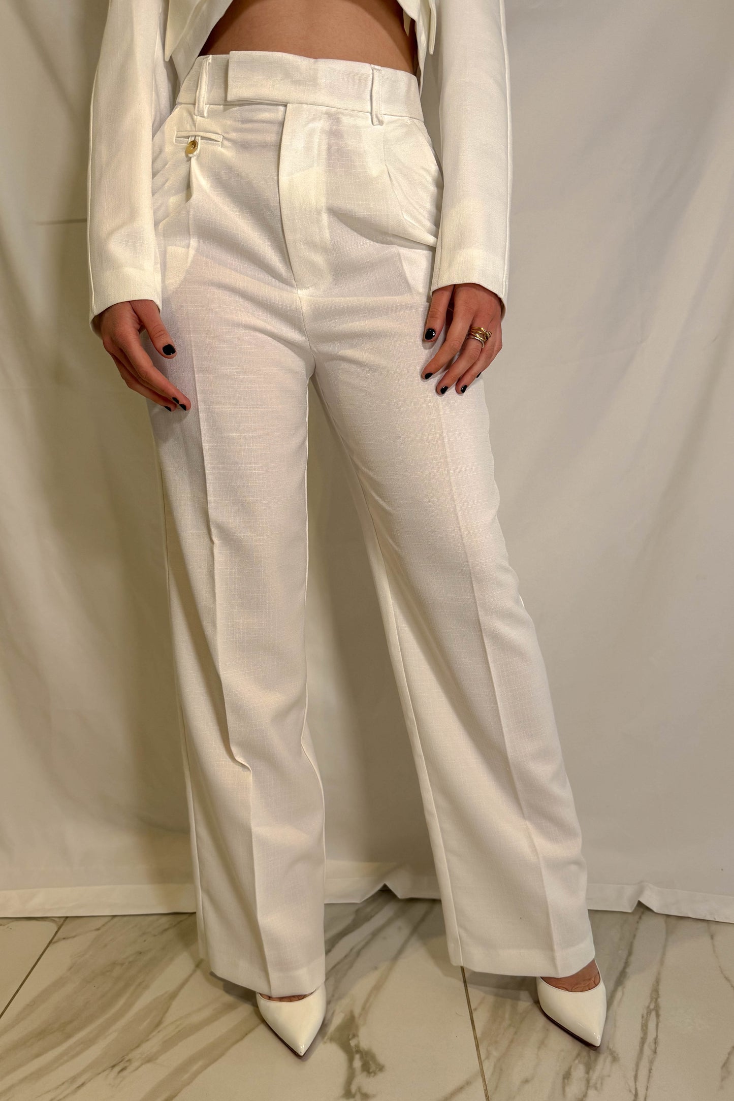 Pantalone elegante Bianco Vicolo con bottoni