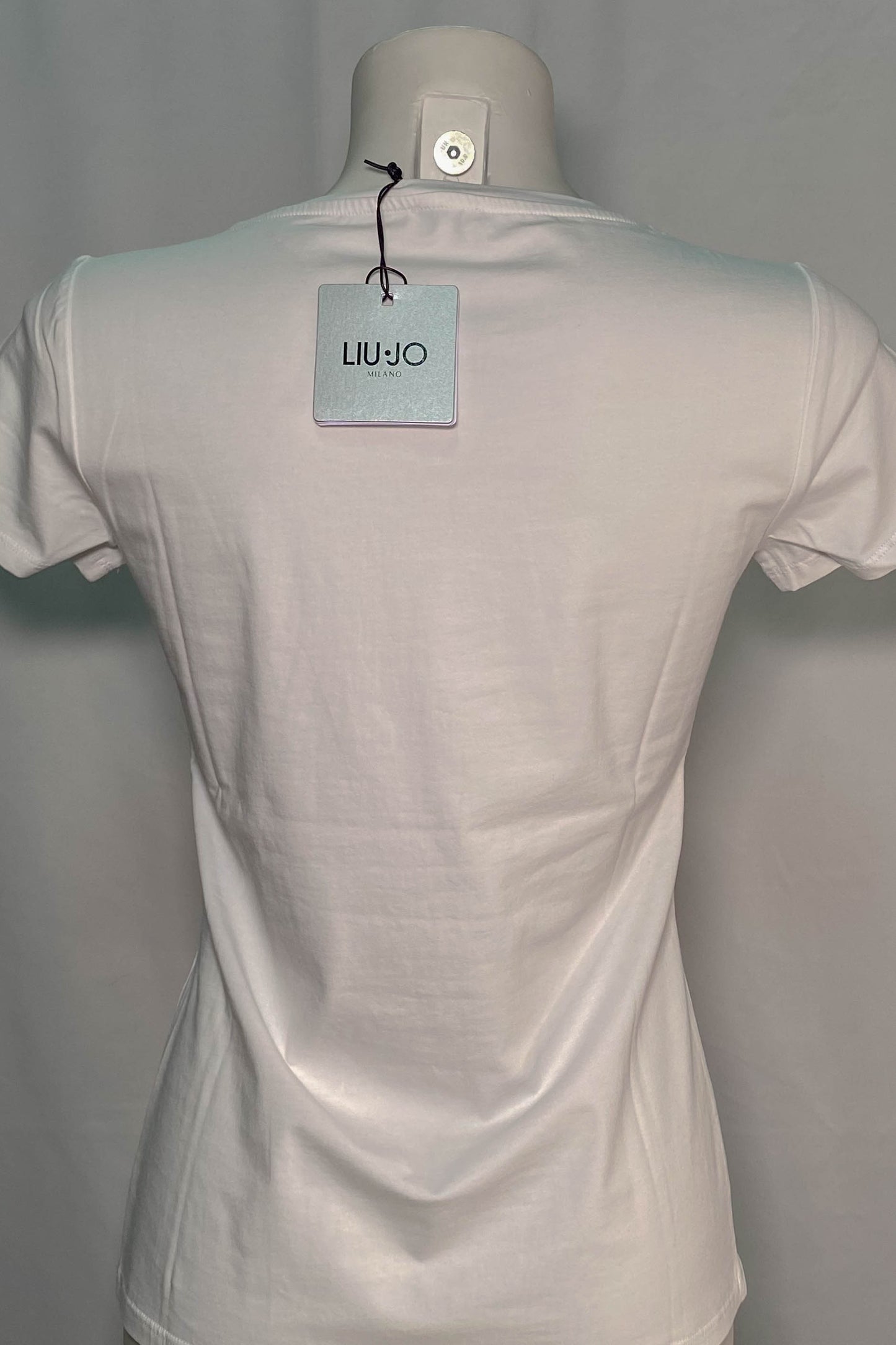 t-shirt-liujo-bianca-nero-fiocco-leopardato-