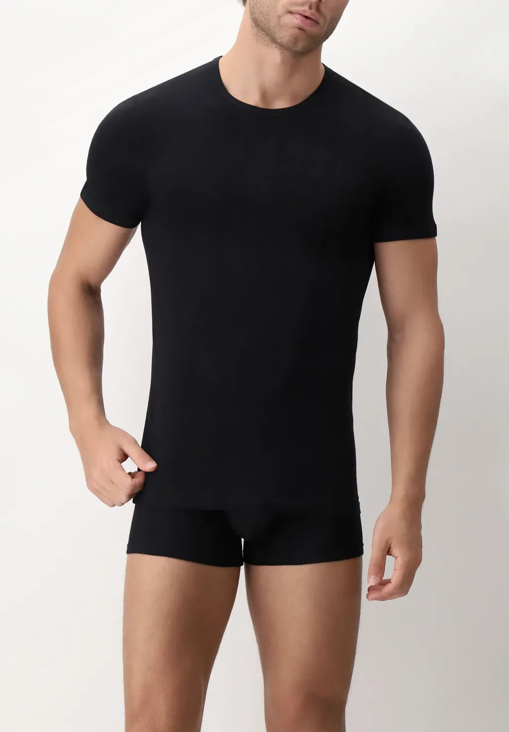 T-Shirt Girocollo in Cotone Elasticizzato In Action