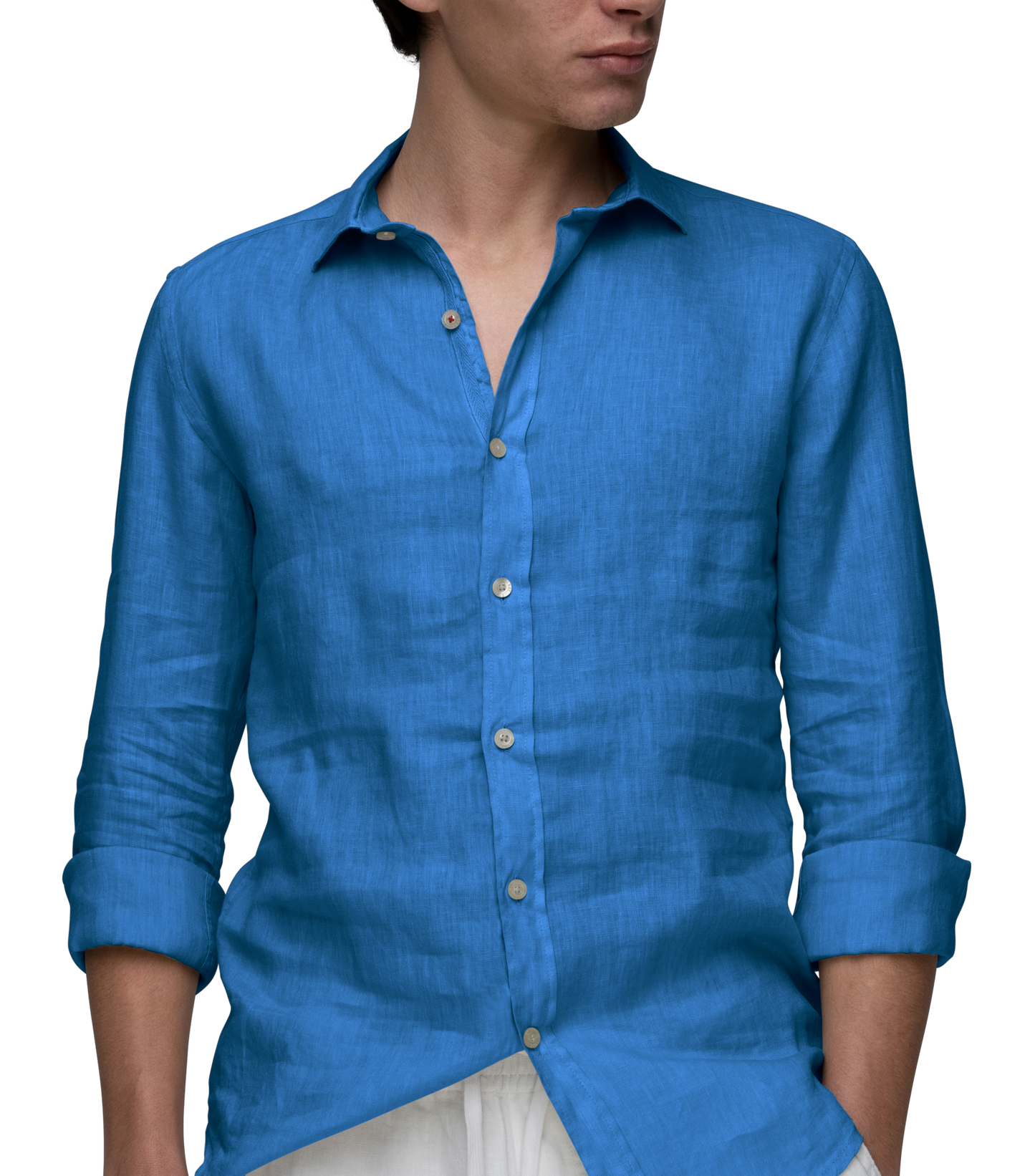 Camicia uomo in lino azzurro