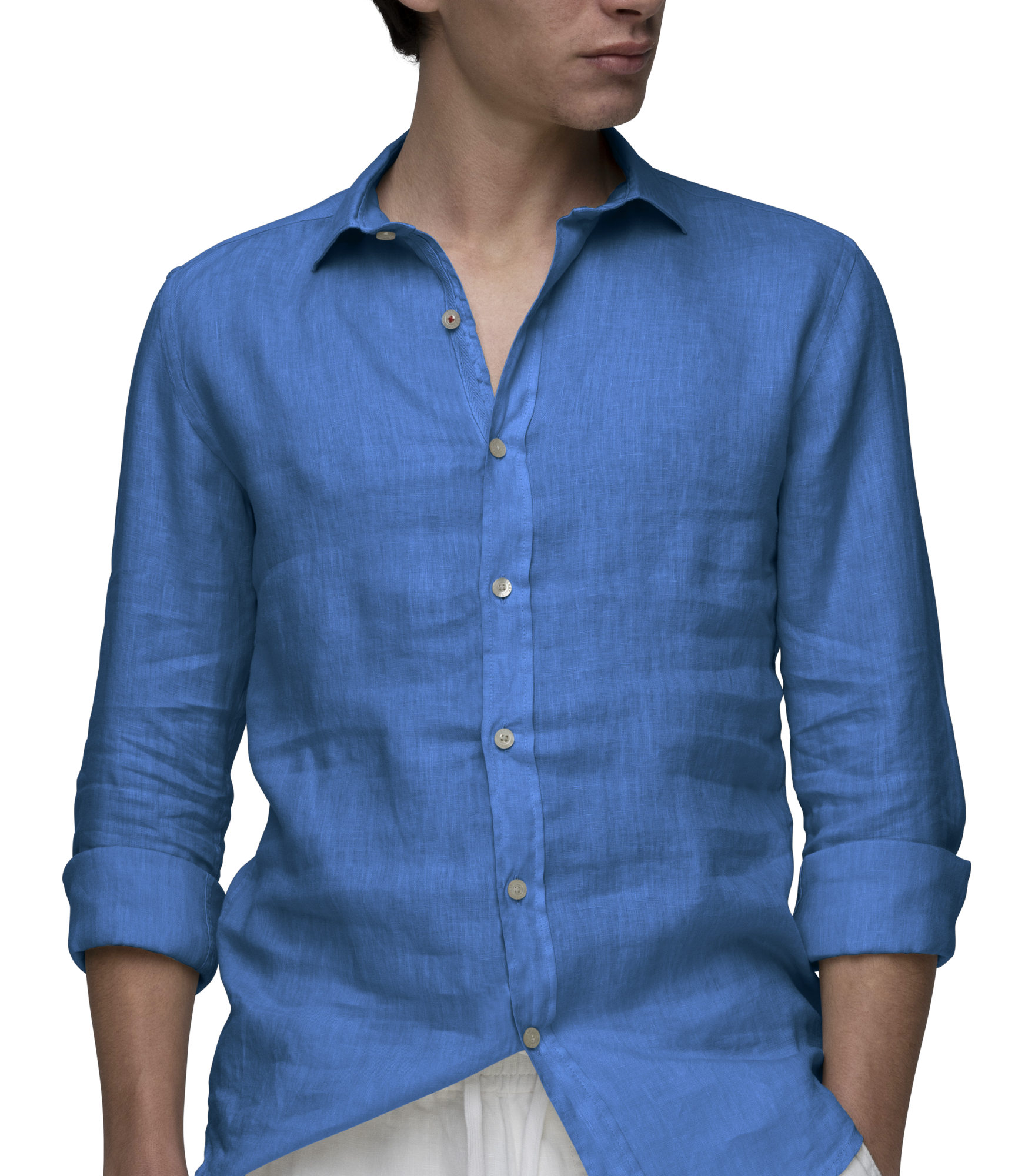 Camicia uomo in lino azzurro