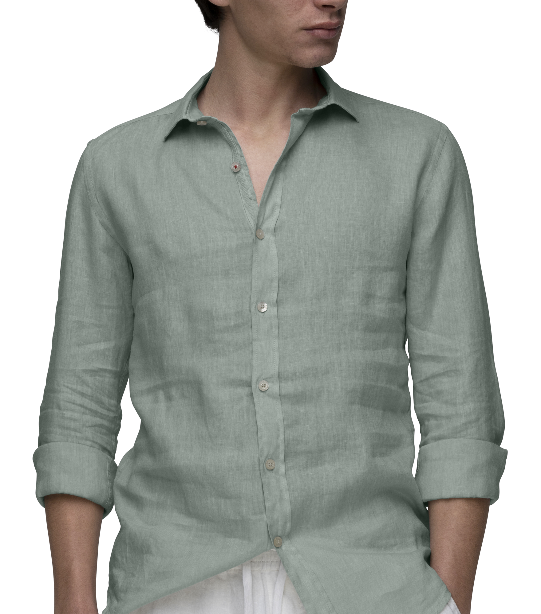 Camicia uomo in lino verde