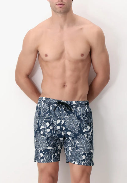 Costume Boxer Stampa Tropicale Verde