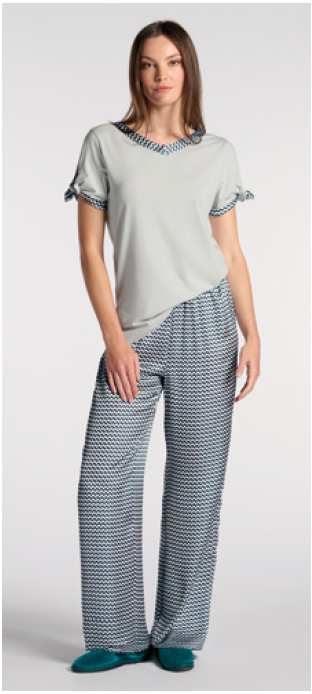 Leggings Pantalone Donna Oroblù VOBT68068 – Stampa Grafica Blue Tie, Gamba Ampia, Comfort e Stile