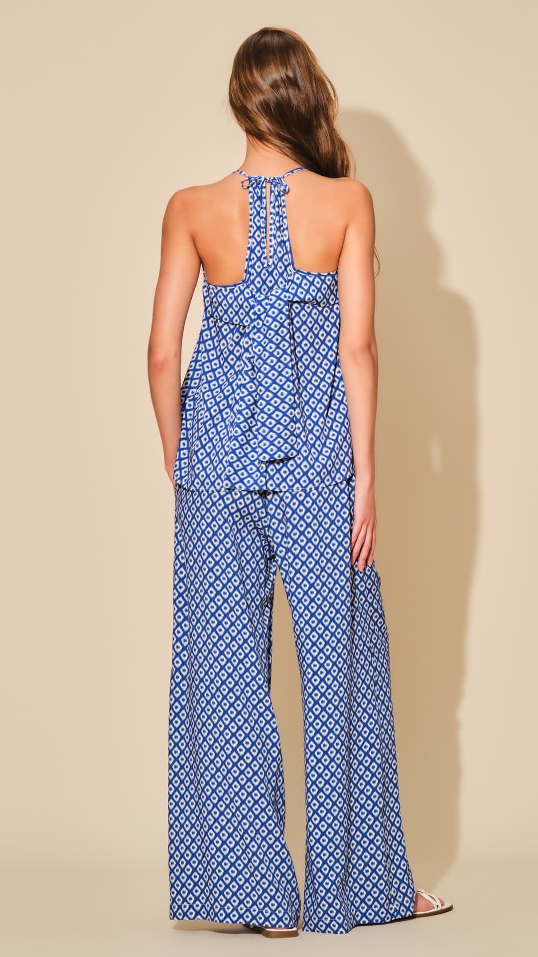 Pepita-Pantalone-Estivo-Ampio-Fantasia-Geometrica-Blu-11-retro