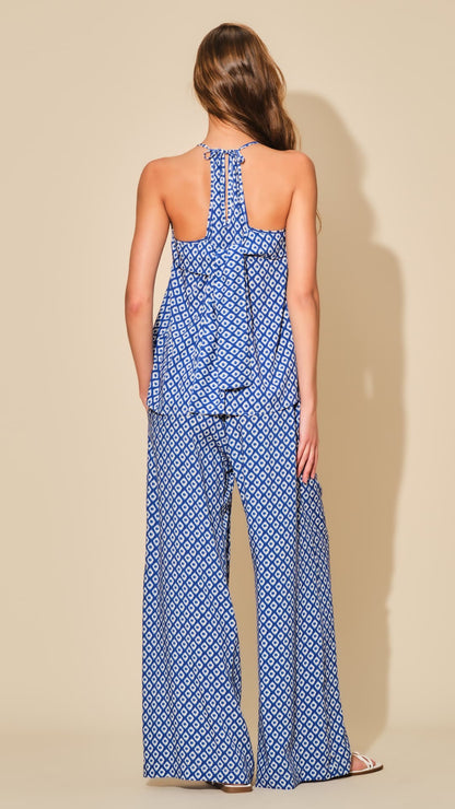 Pepita-Pantalone-Estivo-Ampio-Fantasia-Geometrica-Blu-11-retro