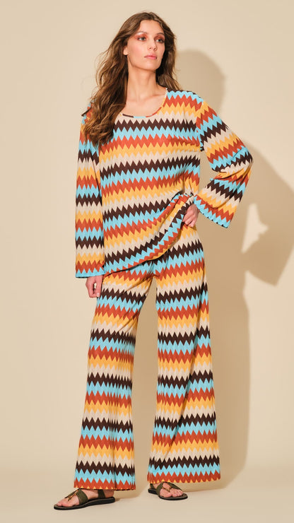 Pepita-Pantalone-Lungo-Estivo-Fantasia-Zig-Zag