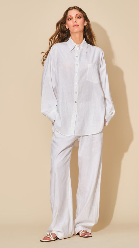PANTALONE LUNGO OVER IN LINO E COTONE