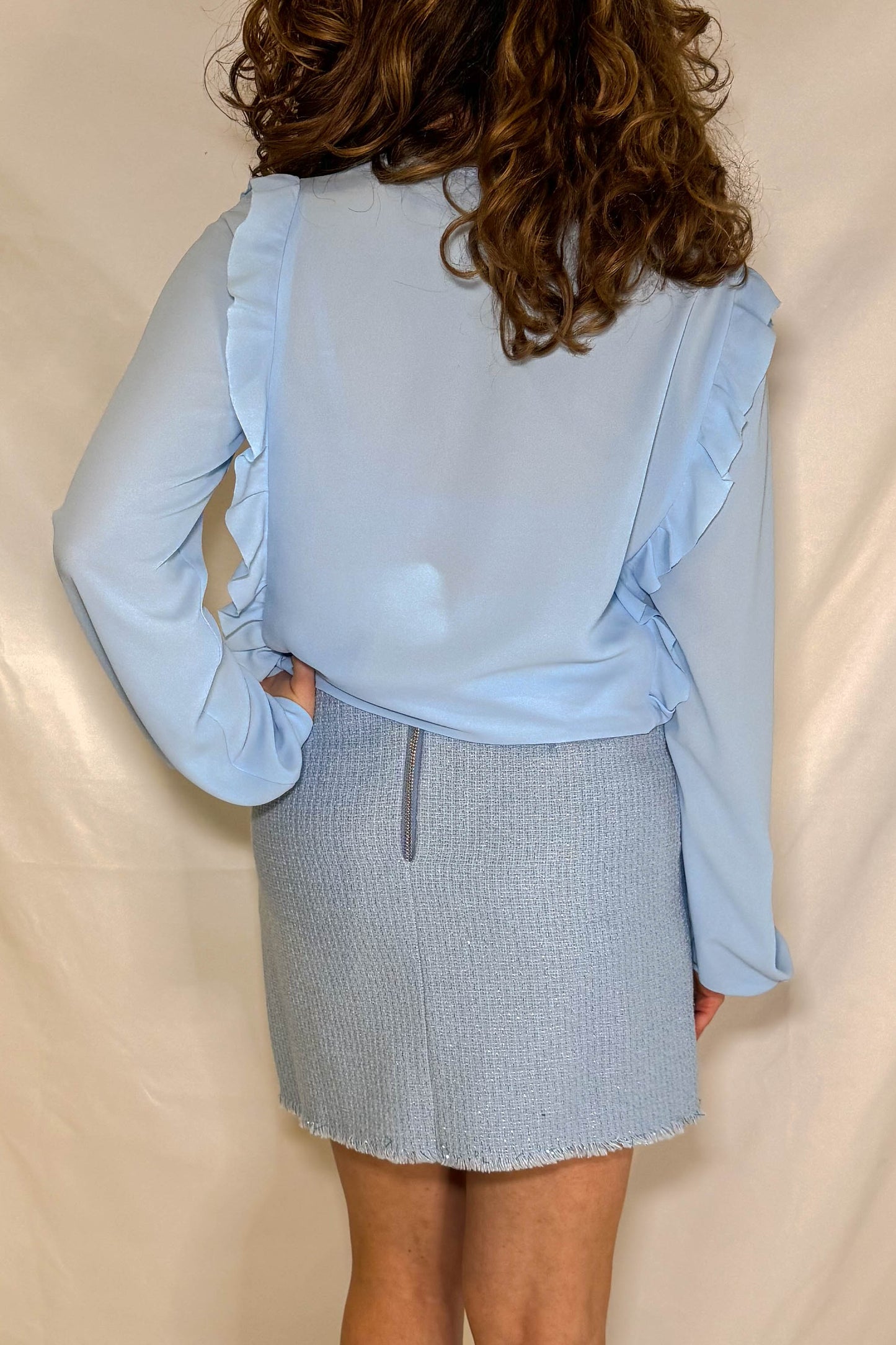 Gonna Mryley in tweed azzurro vista retro