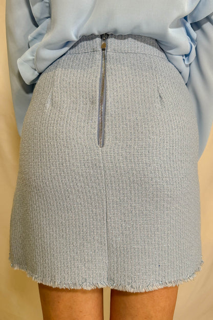 Gonna Mryley in tweed azzurro vista frontale
